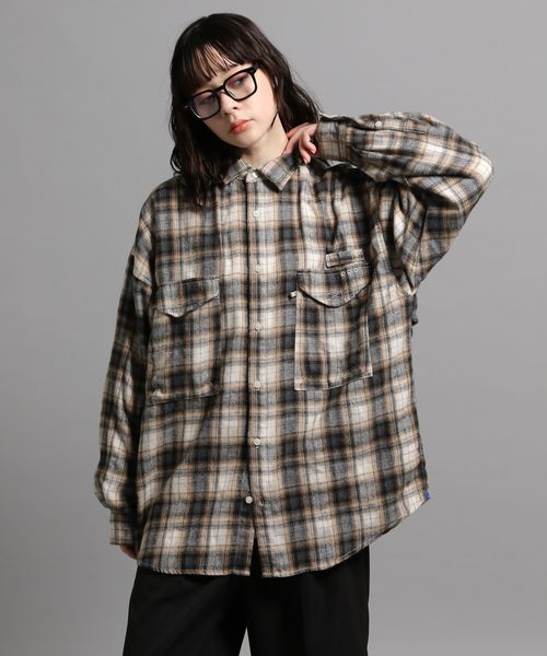 GEORGE'S 【MENS】BIGネルチェックシャツ オフホワイト M M_トップス ジョージズ 612236 and ST アンドエスティ(旧ドットエスティ) GEORGE'S 【MENS】BIGネルチェックシャツ オフホワイト M M_トップス ジョージズ 612236 and ST アンドエスティ(旧ドットエスティ)