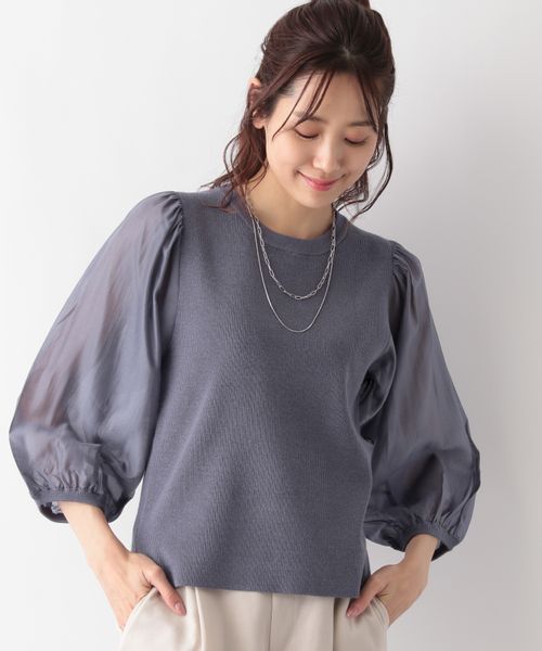 GLOBAL WORK MATINEE LINE/布帛スリーブニットプルオーバー/106628 ブルー L マチネ グローバルワーク 106628 and ST アンドエスティ(旧ドットエスティ) GLOBAL WORK MATINEE LINE/布帛スリーブニットプルオーバー/106628 ブルー L マチネ グローバルワーク 106628 and ST アンドエスティ(旧ドットエスティ)