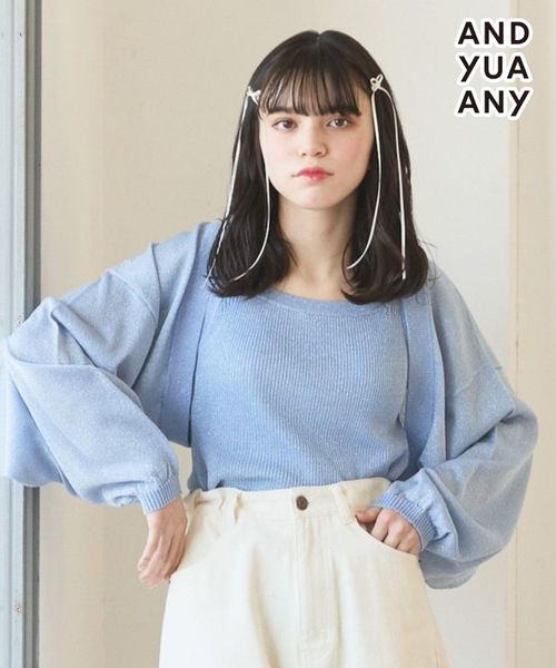 GLOBAL WORK 2WAYラメニットSET/AND YUA ANY/115322 ブルー FREE キッズ グローバルワーク 115322 and ST アンドエスティ(旧ドットエスティ) GLOBAL WORK 2WAYラメニットSET/AND YUA ANY/115322 ブルー FREE キッズ グローバルワーク 115322 and ST アンドエスティ(旧ドットエスティ)