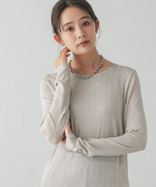 GLOBAL WORK Beauteeラメクループルオーバー長袖/115464 ナチュラル FREE ウィメンズインナー グローバルワーク 115464 and ST アンドエスティ（旧ドットエスティ）