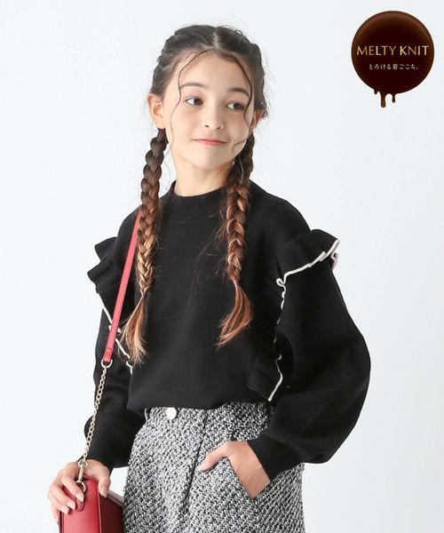 GLOBAL WORK メルティフリルニットプルオーバー/キッズ/115820/アウトレット価格 ブラック キッズ グローバルワーク 115820 and ST アンドエスティ(旧ドットエスティ) GLOBAL WORK メルティフリルニットプルオーバー/キッズ/115820/アウトレット価格 ブラック キッズ グローバルワーク 115820 and ST アンドエスティ(旧ドットエスティ)