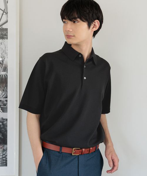 GLOBAL WORK 洗えるニットポロ/123752 ブラック S メンズインナー グローバルワーク 123752 and ST アンドエスティ(旧ドットエスティ) GLOBAL WORK 洗えるニットポロ/123752 ブラック S メンズインナー グローバルワーク 123752 and ST アンドエスティ(旧ドットエスティ)