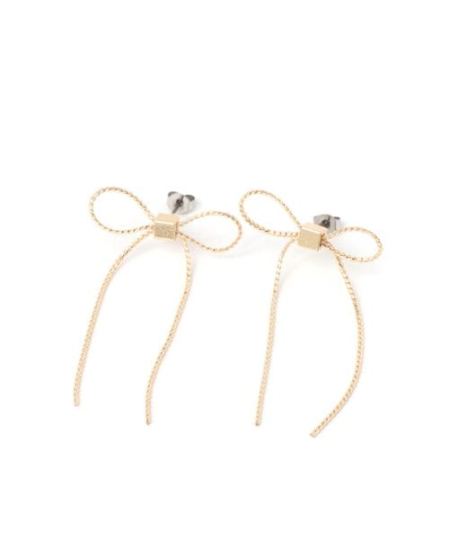 GLOBAL WORK メタルリボンピアス/124007 イエロー ウィメンズグッズ グローバルワーク 124007 and ST アンドエスティ(旧ドットエスティ) GLOBAL WORK メタルリボンピアス/124007 イエロー ウィメンズグッズ グローバルワーク 124007 and ST アンドエスティ(旧ドットエスティ)