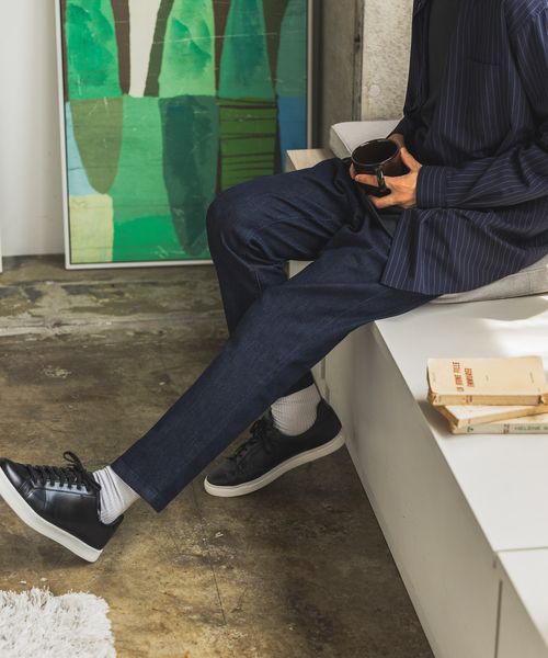 GLOBAL WORK 宮沢氷魚さん着用/スゴラクストレッチウエストイージー/128597 ダークブルー S メンズボトムス グローバルワーク 128597 and ST アンドエスティ（旧ドットエスティ）