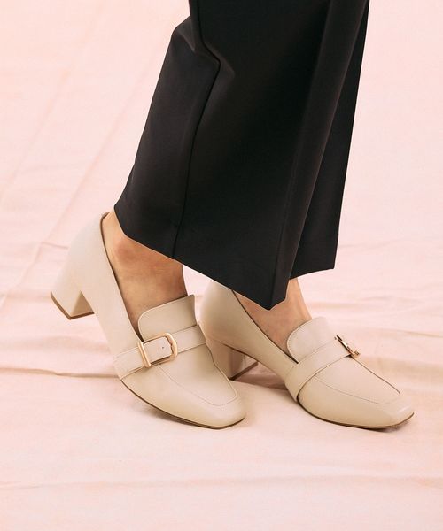 GLOBAL WORK らくっションヒールローファー/136033 オフホワイト S ウィメンズグッズ グローバルワーク 136033 and ST アンドエスティ（旧ドットエスティ）