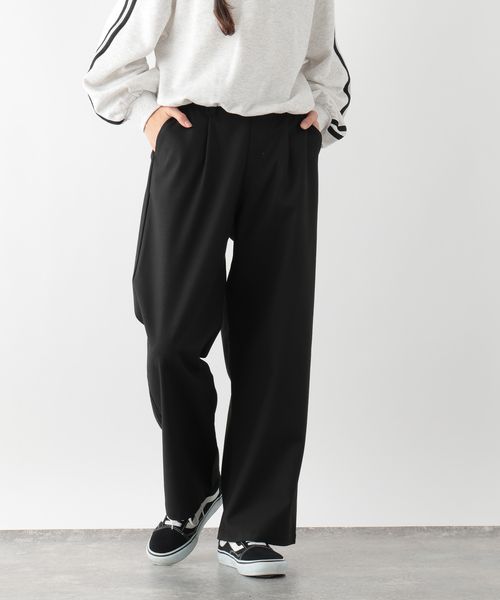 GLOBAL WORK イージーケア/起毛ワイドパンツ/キッズ/145501/アウトレット価格 ブラック キッズ グローバルワーク 145501 and ST アンドエスティ（旧ドットエスティ）