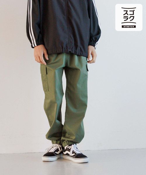GLOBAL WORK スゴラクストレッチカーゴジョグパンツ/キッズ/147321 カーキ キッズ グローバルワーク 147321 and ST アンドエスティ(旧ドットエスティ) GLOBAL WORK スゴラクストレッチカーゴジョグパンツ/キッズ/147321 カーキ キッズ グローバルワーク 147321 and ST アンドエスティ(旧ドットエスティ)