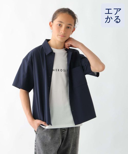 GLOBAL WORK エアかるシャツ/キッズ/147348 ネイビー キッズ グローバルワーク 147348 and ST アンドエスティ(旧ドットエスティ) GLOBAL WORK エアかるシャツ/キッズ/147348 ネイビー キッズ グローバルワーク 147348 and ST アンドエスティ(旧ドットエスティ)