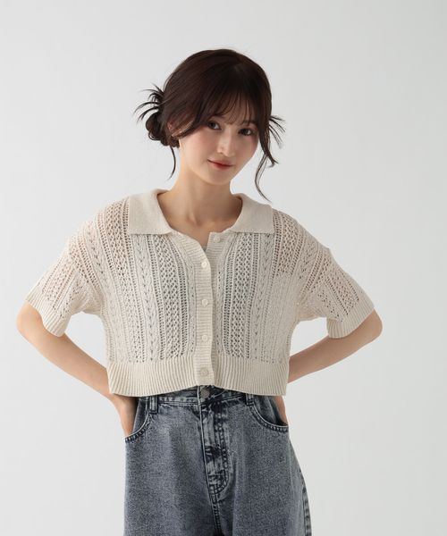 GLOBAL WORK 透かし編みニット半袖/AND YUA ANY/147494 オフホワイト FREE キッズ グローバルワーク 147494 and ST アンドエスティ(旧ドットエスティ) GLOBAL WORK 透かし編みニット半袖/AND YUA ANY/147494 オフホワイト FREE キッズ グローバルワーク 147494 and ST アンドエスティ(旧ドットエスティ)
