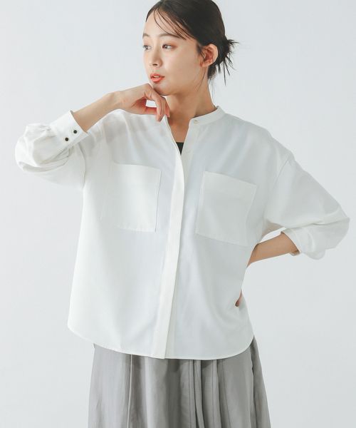 GLOBAL WORK キレイつづくポケットブラウス/147538 オフホワイト M ウィメンズインナー グローバルワーク 147538 and ST アンドエスティ(旧ドットエスティ) GLOBAL WORK キレイつづくポケットブラウス/147538 オフホワイト M ウィメンズインナー グローバルワーク 147538 and ST アンドエスティ(旧ドットエスティ)