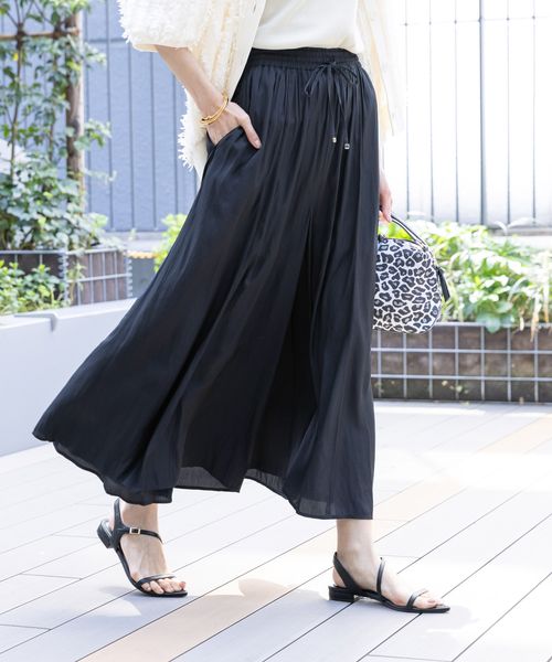 GLOBAL WORK さらさらリラックスフレアワイドパンツ/147675 ネイビー M ウィメンズボトムス グローバルワーク 147675 and ST アンドエスティ(旧ドットエスティ) GLOBAL WORK さらさらリラックスフレアワイドパンツ/147675 ネイビー M ウィメンズボトムス グローバルワーク 147675 and ST アンドエスティ(旧ドットエスティ)