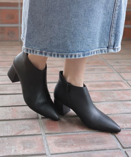 GLOBAL WORK らくっションヒールブーティ/152961 ブラック S ウィメンズグッズ グローバルワーク 152961 and ST アンドエスティ（旧ドットエスティ）