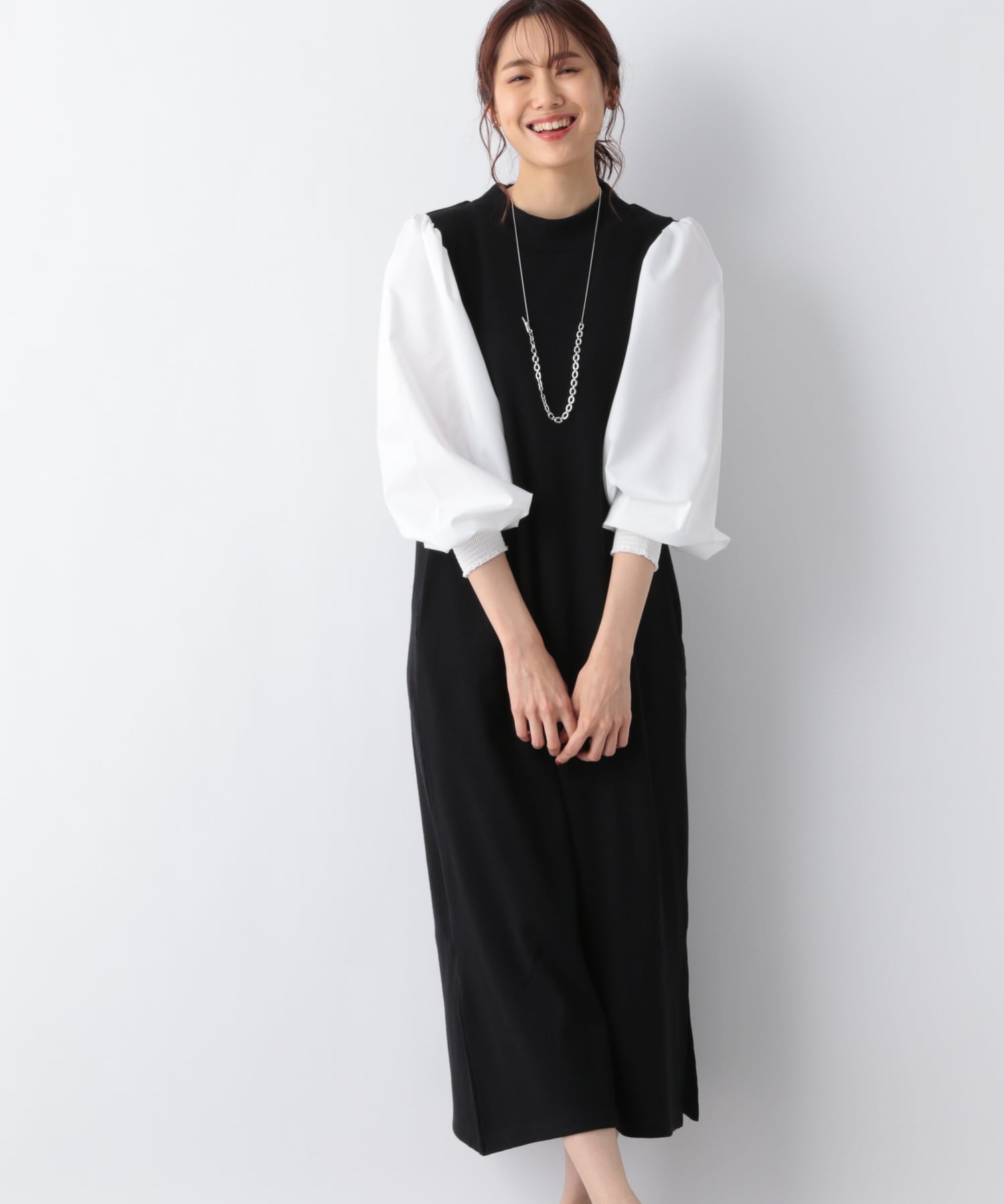 袖布帛ドッキングワンピース 公式 グローバルワーク Global Work 通販