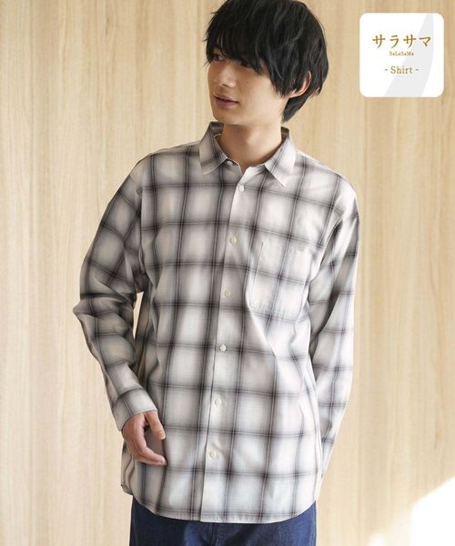 GLOBAL WORK サラサマレギュラーシャツ/長袖/234563 オフホワイト メンズインナー グローバルワーク 234563 and ST アンドエスティ(旧ドットエスティ) GLOBAL WORK サラサマレギュラーシャツ/長袖/234563 オフホワイト メンズインナー グローバルワーク 234563 and ST アンドエスティ(旧ドットエスティ)