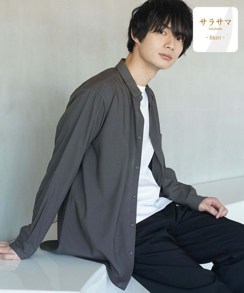 GLOBAL WORK サラサマレギュラーシャツ/長袖/234563 チャコールグレー M メンズインナー グローバルワーク 234563 and ST アンドエスティ(旧ドットエスティ) GLOBAL WORK サラサマレギュラーシャツ/長袖/234563 チャコールグレー M メンズインナー グローバルワーク 234563 and ST アンドエスティ(旧ドットエスティ)