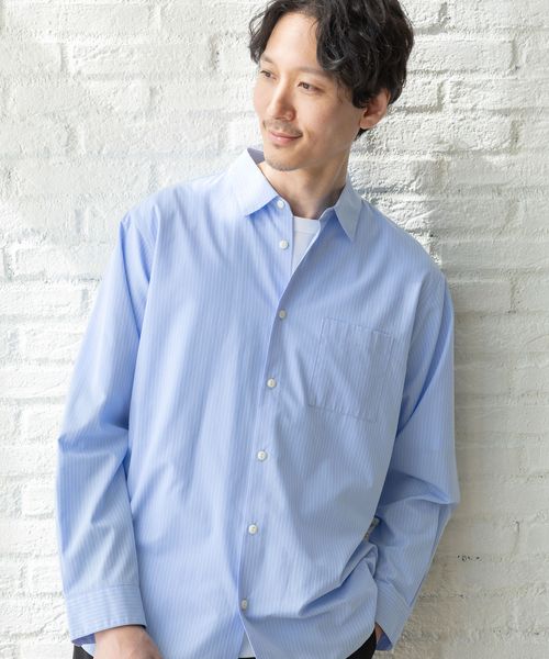 GLOBAL WORK サラサマレギュラーシャツ/長袖/234563 ライトブルー メンズインナー グローバルワーク 234563 and ST アンドエスティ(旧ドットエスティ) GLOBAL WORK サラサマレギュラーシャツ/長袖/234563 ライトブルー メンズインナー グローバルワーク 234563 and ST アンドエスティ(旧ドットエスティ)