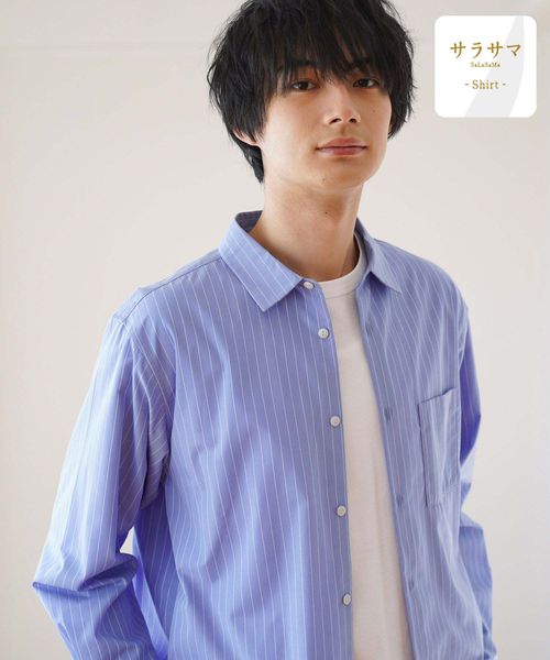 GLOBAL WORK サラサマレギュラーシャツ/長袖/234563 ブルー XS メンズインナー グローバルワーク 234563 and ST アンドエスティ(旧ドットエスティ) GLOBAL WORK サラサマレギュラーシャツ/長袖/234563 ブルー XS メンズインナー グローバルワーク 234563 and ST アンドエスティ(旧ドットエスティ)
