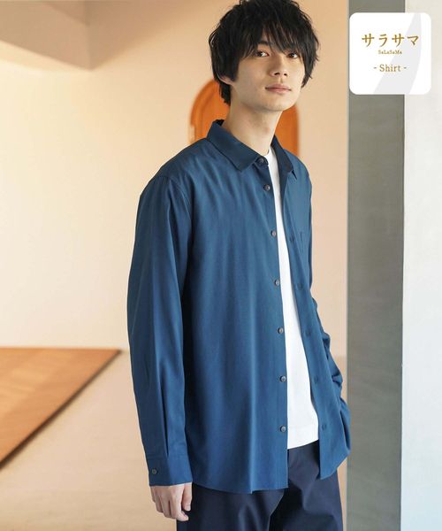 GLOBAL WORK サラサマレギュラーシャツ/長袖/234563 ネイビー M メンズインナー グローバルワーク 234563 and ST アンドエスティ(旧ドットエスティ) GLOBAL WORK サラサマレギュラーシャツ/長袖/234563 ネイビー M メンズインナー グローバルワーク 234563 and ST アンドエスティ(旧ドットエスティ)