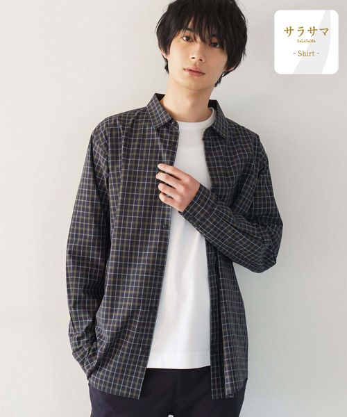 GLOBAL WORK サラサマレギュラーシャツ/長袖/234563 ダークブルー S メンズインナー グローバルワーク 234563 and ST アンドエスティ(旧ドットエスティ) GLOBAL WORK サラサマレギュラーシャツ/長袖/234563 ダークブルー S メンズインナー グローバルワーク 234563 and ST アンドエスティ(旧ドットエスティ)