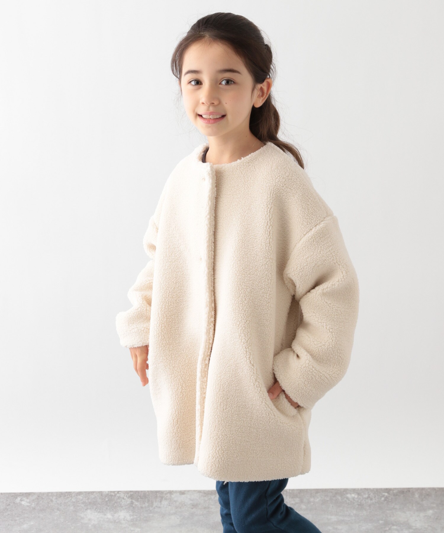 100 160cm展開 ボアノーカラーコート キッズ 公式 グローバルワーク Global Work 通販