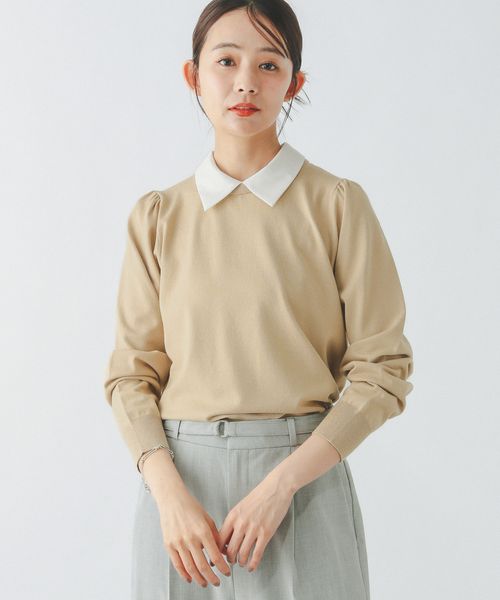 GLOBAL WORK 襟付きニットプルオーバー長袖/253273 ベージュ L ウィメンズインナー グローバルワーク 253273 and ST アンドエスティ(旧ドットエスティ) GLOBAL WORK 襟付きニットプルオーバー長袖/253273 ベージュ L ウィメンズインナー グローバルワーク 253273 and ST アンドエスティ(旧ドットエスティ)