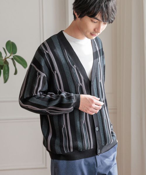 GLOBAL WORK レトロジャガードカーデ/260095 ブラック M メンズインナー グローバルワーク 260095 and ST アンドエスティ(旧ドットエスティ) GLOBAL WORK レトロジャガードカーデ/260095 ブラック M メンズインナー グローバルワーク 260095 and ST アンドエスティ(旧ドットエスティ)