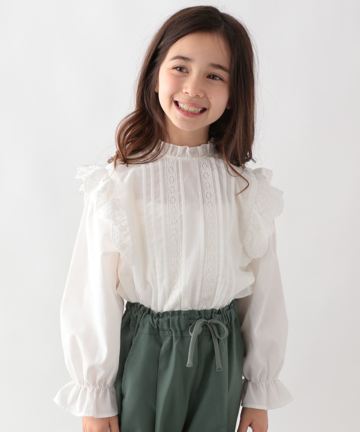 ー品販売 シャツ ブラウス キッズ レース デニム フリルブラウス 267086