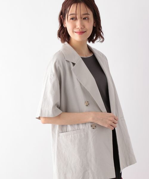 フレンチリネンコン半袖ジャケット 公式 グローバルワーク Global Work 通販