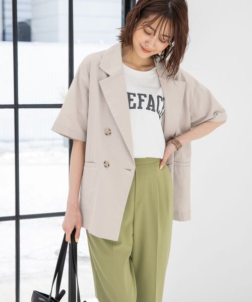 フレンチリネンコン半袖ジャケット 公式 グローバルワーク Global Work 通販