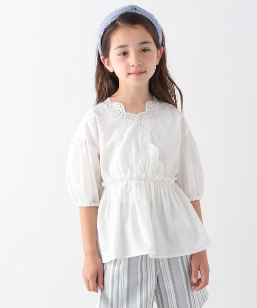 スカラップレースブラウス5分袖/キッズ/100-160cm展開 | [公式]グローバルワーク （GLOBAL WORK）通販