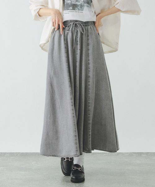 GLOBAL WORK エアリーリラックスDENIMスカート/282484 ライトグレー ウィメンズボトムス グローバルワーク 282484 and ST アンドエスティ(旧ドットエスティ) GLOBAL WORK エアリーリラックスDENIMスカート/282484 ライトグレー ウィメンズボトムス グローバルワーク 282484 and ST アンドエスティ(旧ドットエスティ)
