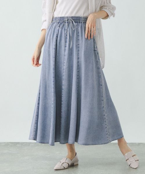 GLOBAL WORK エアリーリラックスDENIMスカート/282484 ブルー ウィメンズボトムス グローバルワーク 282484 and ST アンドエスティ(旧ドットエスティ) GLOBAL WORK エアリーリラックスDENIMスカート/282484 ブルー ウィメンズボトムス グローバルワーク 282484 and ST アンドエスティ(旧ドットエスティ)