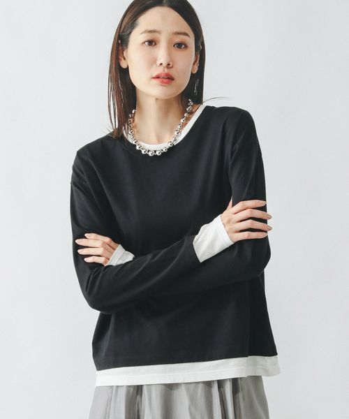 GLOBAL WORK ヘビロッTEEフェイクレイヤー長袖/286248 ブラック M ウィメンズインナー グローバルワーク 286248 and ST アンドエスティ(旧ドットエスティ) GLOBAL WORK ヘビロッTEEフェイクレイヤー長袖/286248 ブラック M ウィメンズインナー グローバルワーク 286248 and ST アンドエスティ(旧ドットエスティ)