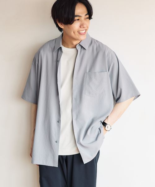GLOBAL WORK サラサマ快適シャツ/レギュラーカラー/半袖/286395 グレー M メンズインナー グローバルワーク 286395 and ST アンドエスティ(旧ドットエスティ) GLOBAL WORK サラサマ快適シャツ/レギュラーカラー/半袖/286395 グレー M メンズインナー グローバルワーク 286395 and ST アンドエスティ(旧ドットエスティ)