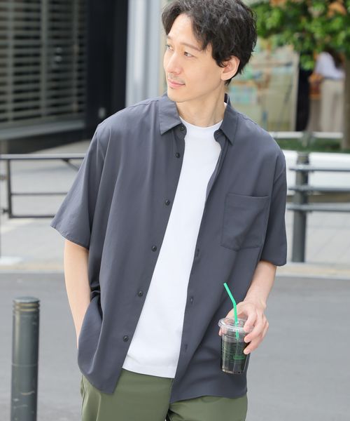 GLOBAL WORK サラサマ快適シャツ/レギュラーカラー/半袖/286395 チャコールグレー S メンズインナー グローバルワーク 286395 and ST アンドエスティ(旧ドットエスティ) GLOBAL WORK サラサマ快適シャツ/レギュラーカラー/半袖/286395 チャコールグレー S メンズインナー グローバルワーク 286395 and ST アンドエスティ(旧ドットエスティ)
