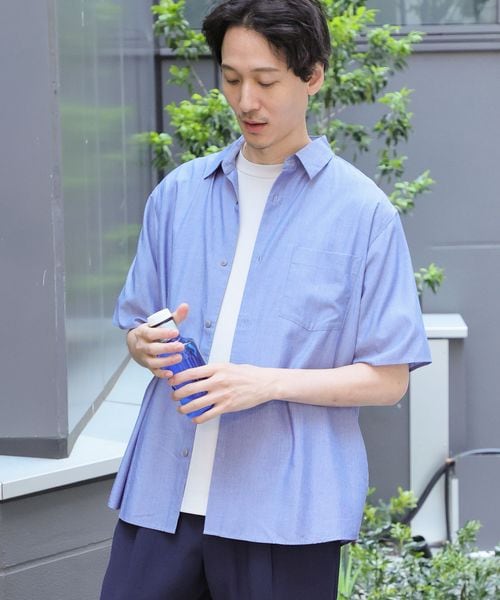 GLOBAL WORK サラサマ快適シャツ/レギュラーカラー/半袖/286395 ブルー M メンズインナー グローバルワーク 286395 and ST アンドエスティ(旧ドットエスティ) GLOBAL WORK サラサマ快適シャツ/レギュラーカラー/半袖/286395 ブルー M メンズインナー グローバルワーク 286395 and ST アンドエスティ(旧ドットエスティ)