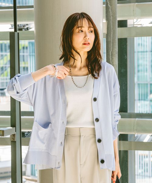 GLOBAL WORK スッキレイさらさらVネックカーディガン長袖/288073 ライトブルー M ウィメンズインナー グローバルワーク 288073 and ST アンドエスティ(旧ドットエスティ) GLOBAL WORK スッキレイさらさらVネックカーディガン長袖/288073 ライトブルー M ウィメンズインナー グローバルワーク 288073 and ST アンドエスティ(旧ドットエスティ)