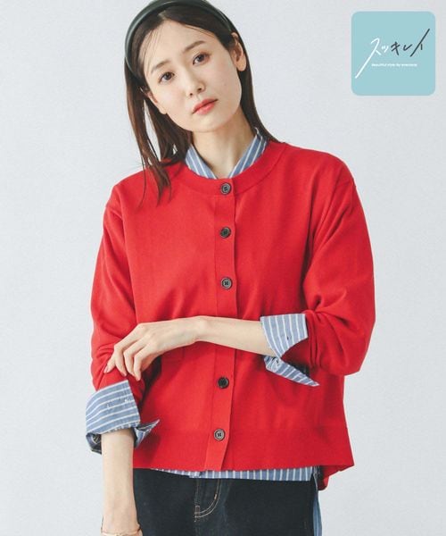 GLOBAL WORK スッキレイさらさらクルーカーディガン長袖/288077 レッド M ウィメンズインナー グローバルワーク 288077 and ST アンドエスティ(旧ドットエスティ) GLOBAL WORK スッキレイさらさらクルーカーディガン長袖/288077 レッド M ウィメンズインナー グローバルワーク 288077 and ST アンドエスティ(旧ドットエスティ)