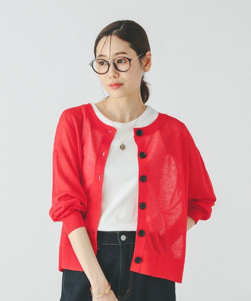 GLOBAL WORK シアークルーカーディガン/288084 レッド L ウィメンズインナー グローバルワーク 288084 and ST アンドエスティ(旧ドットエスティ) GLOBAL WORK シアークルーカーディガン/288084 レッド L ウィメンズインナー グローバルワーク 288084 and ST アンドエスティ(旧ドットエスティ)