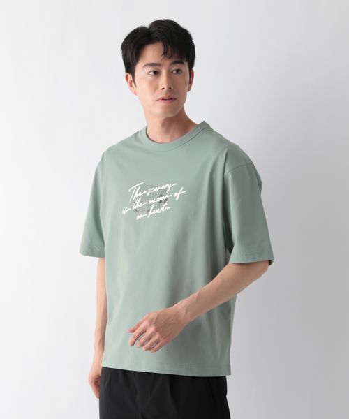 GLOBAL WORK サラサラ快適DRYTシャツ/プリント/半袖/288117 グリーン L メンズインナー グローバルワーク 288117 and ST アンドエスティ(旧ドットエスティ) GLOBAL WORK サラサラ快適DRYTシャツ/プリント/半袖/288117 グリーン L メンズインナー グローバルワーク 288117 and ST アンドエスティ(旧ドットエスティ)