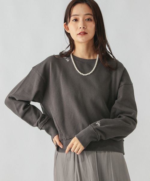 GLOBAL WORK 裏毛レタード刺繍プルオーバー/289008 シルバー L ウィメンズインナー グローバルワーク 289008 and ST アンドエスティ(旧ドットエスティ) GLOBAL WORK 裏毛レタード刺繍プルオーバー/289008 シルバー L ウィメンズインナー グローバルワーク 289008 and ST アンドエスティ(旧ドットエスティ)