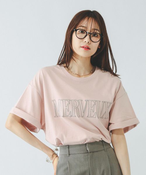 GLOBAL WORK ヘビロッTEEワイドプリント半袖/289396 ピンク ウィメンズインナー グローバルワーク 289396 and ST アンドエスティ(旧ドットエスティ) GLOBAL WORK ヘビロッTEEワイドプリント半袖/289396 ピンク ウィメンズインナー グローバルワーク 289396 and ST アンドエスティ(旧ドットエスティ)