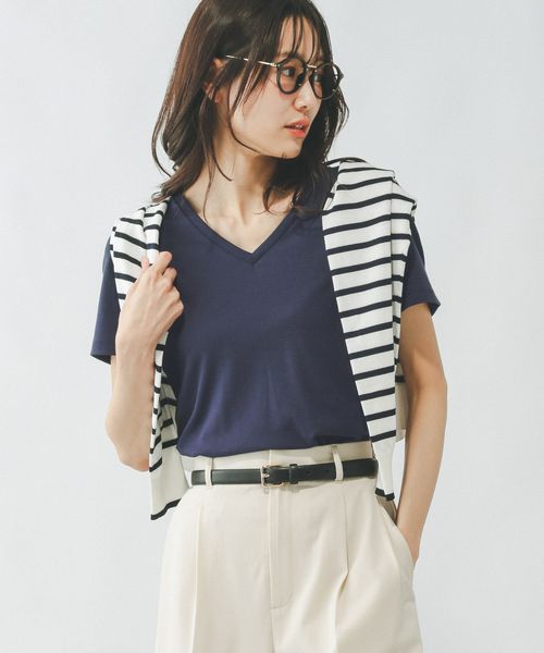 GLOBAL WORK FFFIT エフィット/やわらかストレッチVネックT/291138 ネイビー M ウィメンズインナー グローバルワーク 291138 and ST アンドエスティ(旧ドットエスティ) GLOBAL WORK FFFIT エフィット/やわらかストレッチVネックT/291138 ネイビー M ウィメンズインナー グローバルワーク 291138 and ST アンドエスティ(旧ドットエスティ)