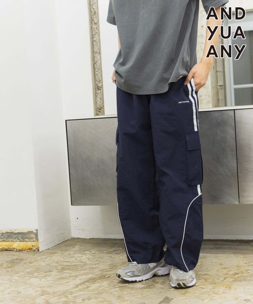 GLOBAL WORK ナイロンラインパンツ/AND YUA ANY/291947 ネイビー M キッズ グローバルワーク 291947 and ST アンドエスティ(旧ドットエスティ) GLOBAL WORK ナイロンラインパンツ/AND YUA ANY/291947 ネイビー M キッズ グローバルワーク 291947 and ST アンドエスティ(旧ドットエスティ)