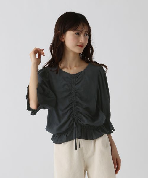 GLOBAL WORK ギャザーブラウス/AND YUA ANY/291952 チャコールグレー M キッズ グローバルワーク 291952 and ST アンドエスティ(旧ドットエスティ) GLOBAL WORK ギャザーブラウス/AND YUA ANY/291952 チャコールグレー M キッズ グローバルワーク 291952 and ST アンドエスティ(旧ドットエスティ)