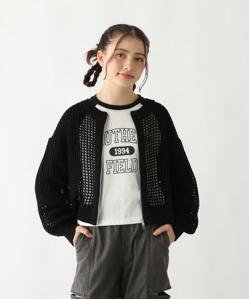 GLOBAL WORK メッシュニットZIPカーデ/キッズ/309341 ブラック キッズ グローバルワーク 309341 and ST アンドエスティ(旧ドットエスティ) GLOBAL WORK メッシュニットZIPカーデ/キッズ/309341 ブラック キッズ グローバルワーク 309341 and ST アンドエスティ(旧ドットエスティ)