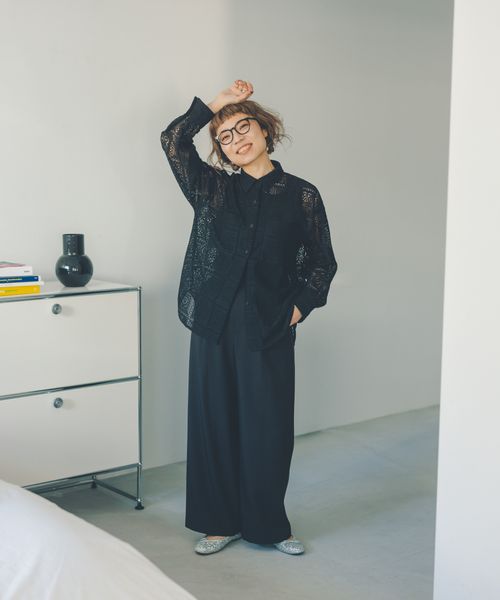GLOBAL WORK バヤコさんコラボ/イージーケアワイドパンツ/313978 ブラック M ウィメンズボトムス グローバルワーク 313978 and ST アンドエスティ(旧ドットエスティ) GLOBAL WORK バヤコさんコラボ/イージーケアワイドパンツ/313978 ブラック M ウィメンズボトムス グローバルワーク 313978 and ST アンドエスティ(旧ドットエスティ)
