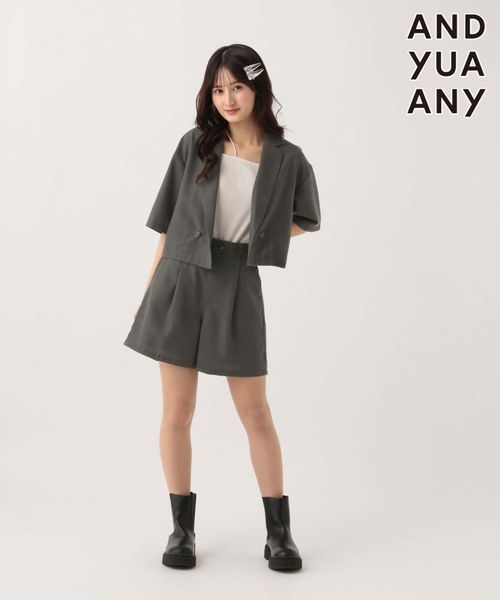 GLOBAL WORK ジャケット*ショートパンツセット/AND YUA ANY/321122 チャコールグレー FREE キッズ グローバルワーク 321122 and ST アンドエスティ(旧ドットエスティ) GLOBAL WORK ジャケット*ショートパンツセット/AND YUA ANY/321122 チャコールグレー FREE キッズ グローバルワーク 321122 and ST アンドエスティ(旧ドットエスティ)