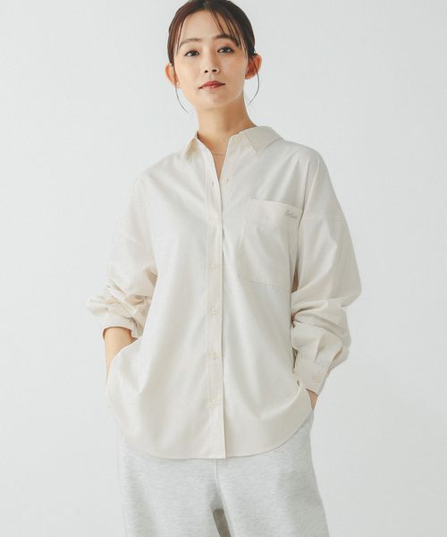 GLOBAL WORK イージーケア刺繍シャツ/321333 オフホワイト ウィメンズインナー グローバルワーク 321333 and ST アンドエスティ(旧ドットエスティ) GLOBAL WORK イージーケア刺繍シャツ/321333 オフホワイト ウィメンズインナー グローバルワーク 321333 and ST アンドエスティ(旧ドットエスティ)