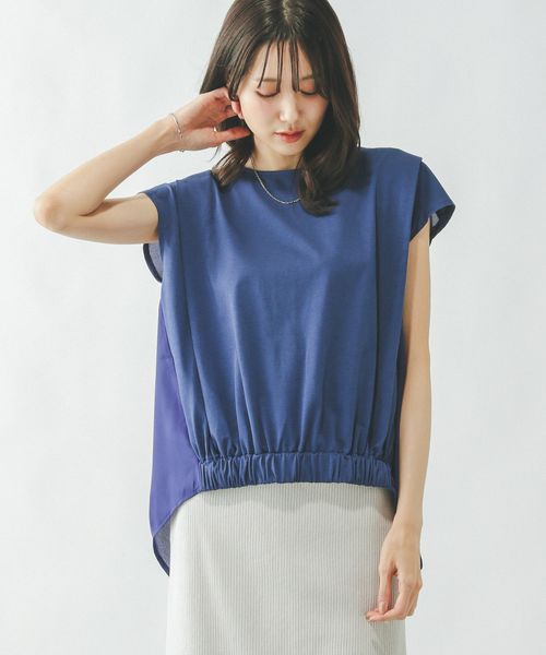 GLOBAL WORK 快適バックギャザーTシャツ/323352 ブルー M ウィメンズインナー グローバルワーク 323352 and ST アンドエスティ(旧ドットエスティ) GLOBAL WORK 快適バックギャザーTシャツ/323352 ブルー M ウィメンズインナー グローバルワーク 323352 and ST アンドエスティ(旧ドットエスティ)